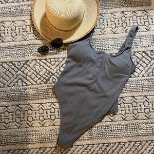 Aerie Ribbed Henley One Piece Swimsuit